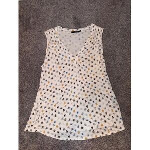 Max Jeans White‎ Insect & Flower V-NeckTank Top
